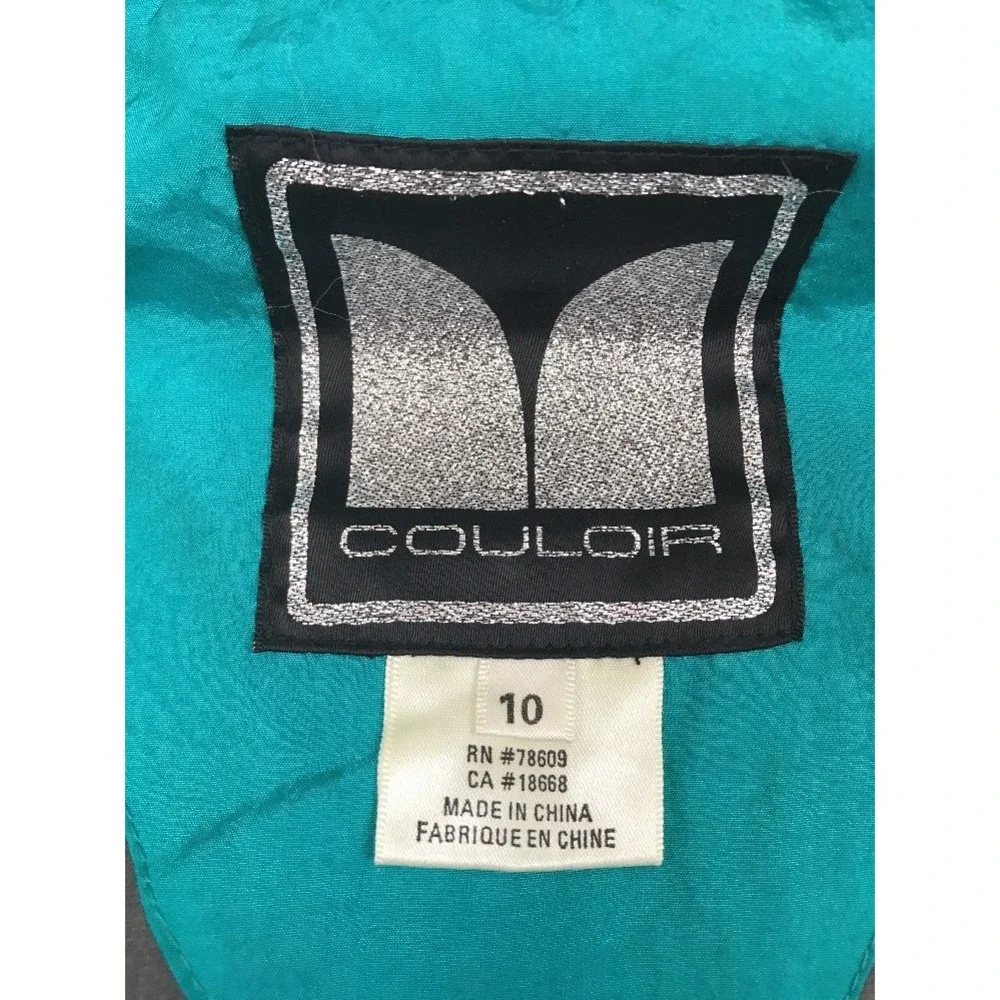Couloir Ski Jacket Coat Vintage Womens Size 10 Green Purple Hidden Hood‎